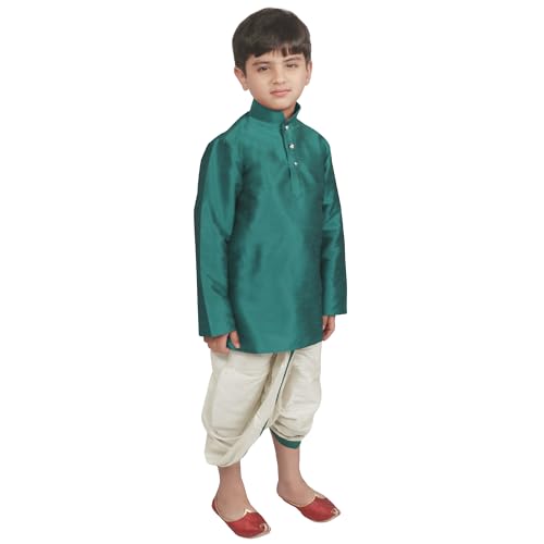 Image of SG YUVRAJ Boy's Raw Silk Kurta Dhoti Set