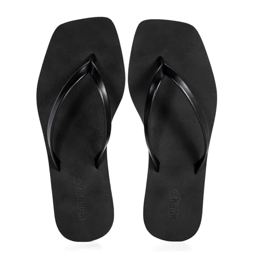 Image of Womens Slim Leather Comfortable Flip Flops Summer Square Toe Sandals