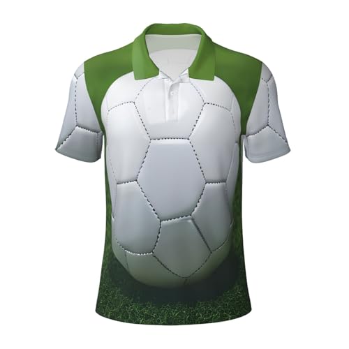 QYUHBNS Camisa casual con estampado de fútbol para hombre, transpirable, ligera, atlética, Negro, XXL