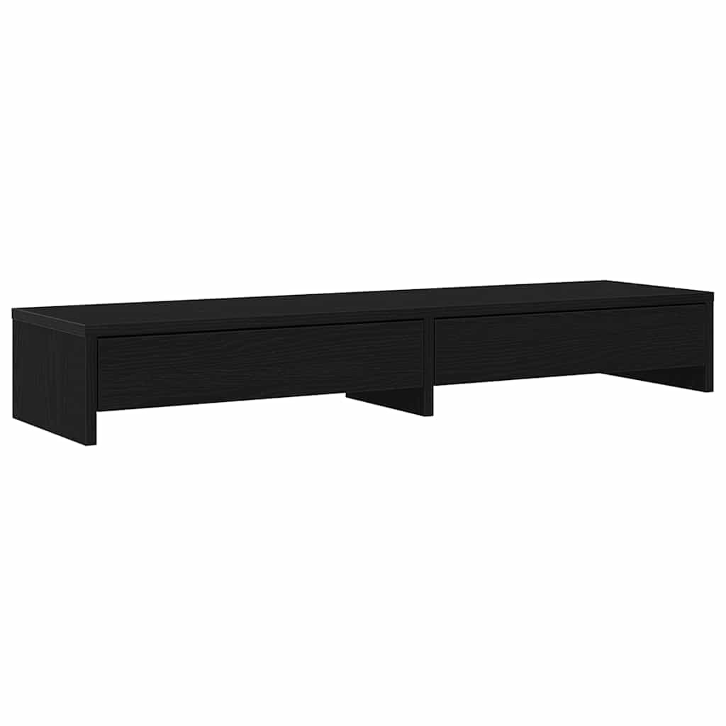vidaXL Monitor Stand with Drawers Black Oak Effect 100 x 27 x 15 cm Monitor Riser Desk Top Monitor Shelf
