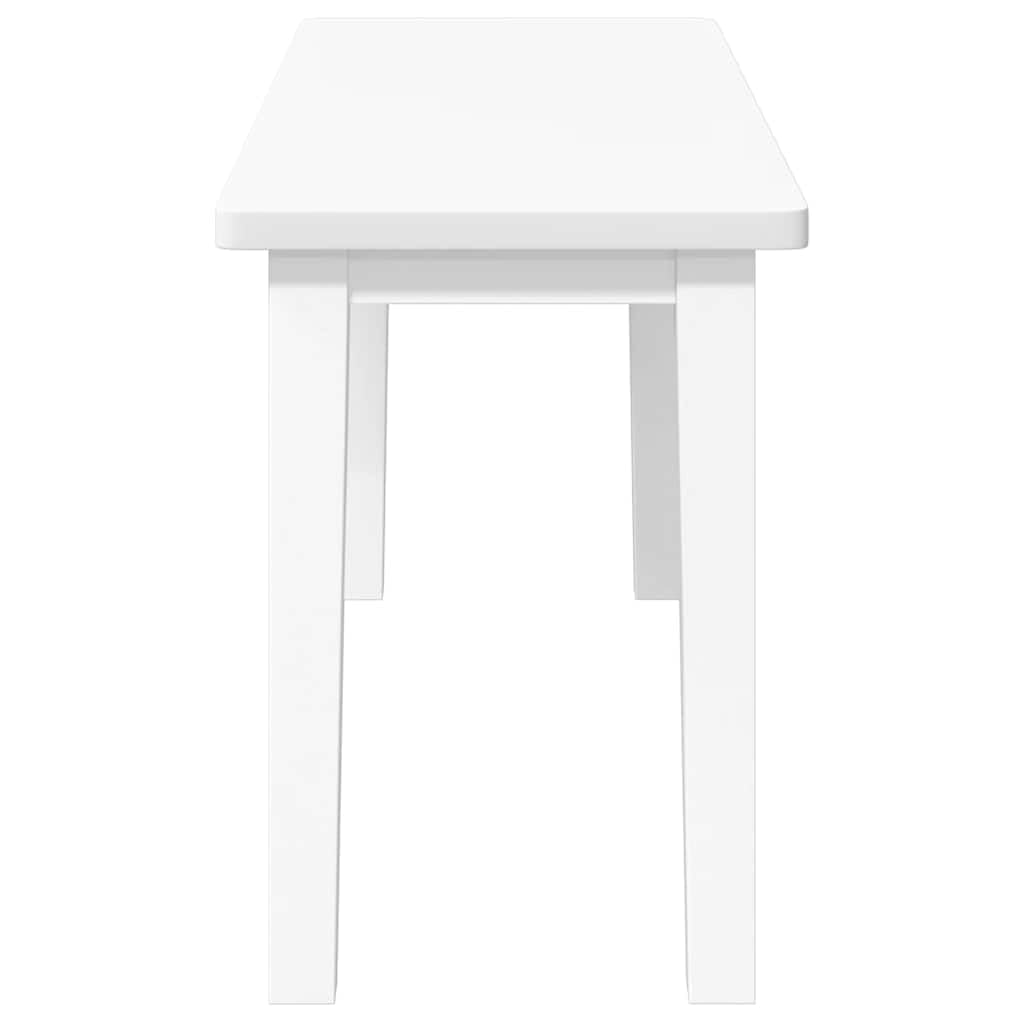 Banc d'intérieur en bois d'hévéa massif blanc de 90 cm de vidaXL, avec pieds en bois, stable et résistant, polyvalent pour les repas ou comme siège d'appoint, facile à nettoyer