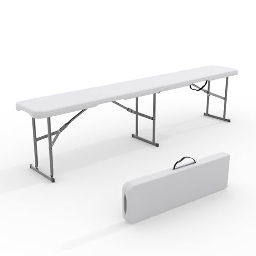 CuisinSmart 6Ft Folding Bench with Carrying Handle & Lock, 330Lbs Capacity Portable Outdoor Bench - Waterproof Picnic, Camping, Party & Sports Seating
