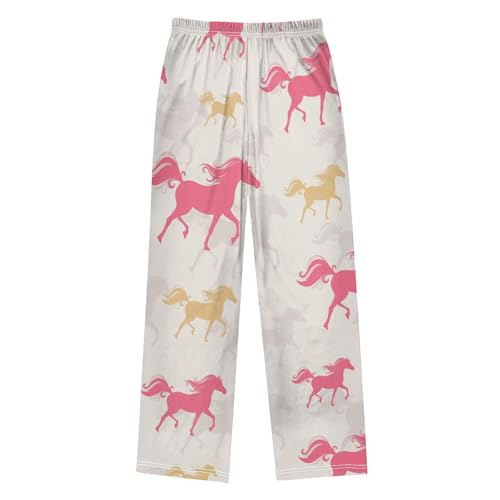 Orange Horses Boys Pants Boys Athletic Pants Long Pant for Boywith Pockets Wide-Leg Size 6-14Y2