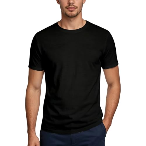 Image of Men T Shirts, Fashion Casual Solid French Short Sleeve T Shirt Top Black
