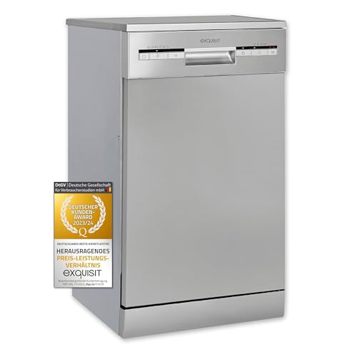 Exquisit Geschirrspüler GSP59109-030E silber | Spülmaschine 45 cm | Power+ | ECO Modus | Unterbaugerät