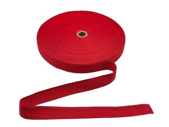 Generic Cotton Blend Binding Apron Herringbone Twill Webbing Tape Sew Strap All Widths (Red, 10 meter)