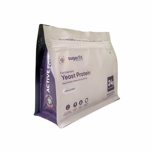 Image of Sugar.fit | Active Foods Fermented Yeast Protein Powder, Unflavored, 24g Protein per Scoop, Heat Stable, Gluten Free, Lactose Free, No Added Sugar, Vegan, 500g (Pack of 2)