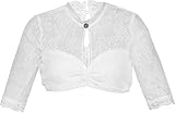 MarJo Graceful Dirndlbluse Enja-Norena | Spitzendirndlbluse hochgeschlossen mit Schlitz Damen | Spitze weiß Gr 36