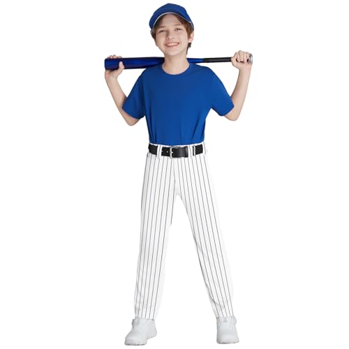 QBK 2T-17Years Toddler to Youth Baseball Pants Softball Pants Kids Tee Ball Pants for Boys and Girls Black (8-9 White/Black)