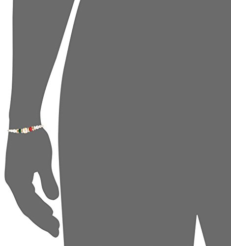 Image of Aheli White Ball AD Ring Rakhi with Roli Chawal Tilak For Men Boys (Golden) (R17712E)