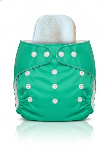 Image of NovaNest Reusable Cloth Diaper for Babies | Washable Baby Cloth Diaper with Absorbent Insert | Leak Proof Adjustable Free Size Pocket Diaper 5-18 kg | Eco Friendly Reusable Baby Diaper (1, Green, One Size)