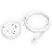 Power Strip with USB, NTONPOWER Flat Plug Power Strip, 15 ft Extra Long Extension Cord, 3 Outlet 2 USB Desktop Charging Station Wall Mount for Home, Dorm Room, Office and Nightstand - White