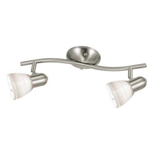 EGLO Deckenlampe Dakar 1, 2 flammige Deckenleuchte, Deckenspot aus Stahl, Farbe: Nickel matt, Glas: Milchglas mit Wischtechnik, weiß, Fassung: E14 EGLO Deckenlampe Dakar 1, 2 flammige Deckenleuchte, Deckenspot aus Stahl, Farbe: Nickel matt, Glas: Milchglas mit Wischtechnik, weiß, Fassung: E14