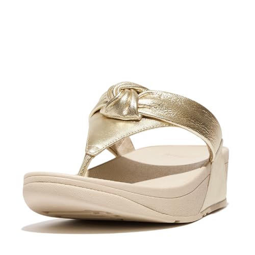 Image of FitFlop womens Lulu Padded-knot Metallic-leather Toe-post Sandals
