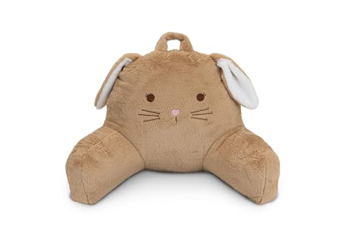 Easy Rest Faux Fur Kids Back Rest Pillow with Arms – Medium Support Sit Up Cushion for Bed or Lounge – Choose Lion, Bunny, Koala or Panda – Ideal Reading Pillow for Kids Room or Playroom (Bunny)