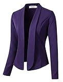 Letuwj Terno feminino casual, terno de manga comprida, jaqueta feminina de manga comprida, jaqueta feminina pequena, Roxo escuro, XXG