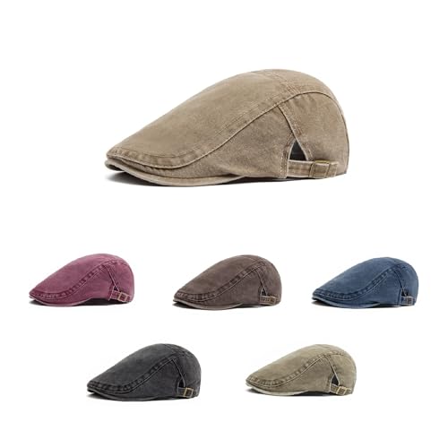 Womens Vintage Cotton Berets Hat - Unisex Denim Distressed Newsboy Cap - Men Ivy Gatsby Driving Cabbie Hat (Khaki,One Size) Womens Vintage Cotton Berets Hat - Unisex Denim Distressed Newsboy Cap - Men Ivy Gatsby Driving Cabbie Hat (Khaki,One Size)