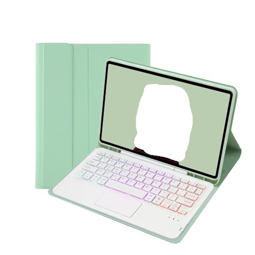 Funda de Cuero con Teclado RGB para Xiaomi Pad 7 y 8 Pro 11.2 Pulgadas Verde
