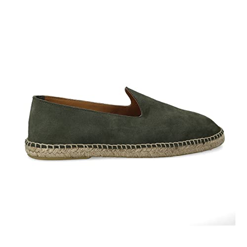Alpargatas de esparto de piel para hombre, mocasines de ante para verano