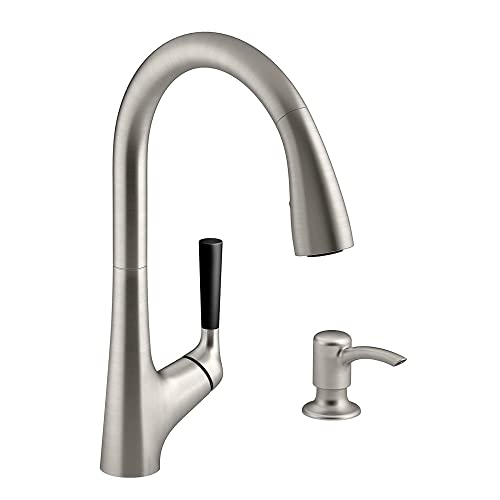 Product Image of the KOHLER K-R562-SD-VS Malleco Pull-Down Kitchen Faucets with Soap Dispenser, Vibrant Stainless Kitchen Sink Faucets, Vibrant Stainless