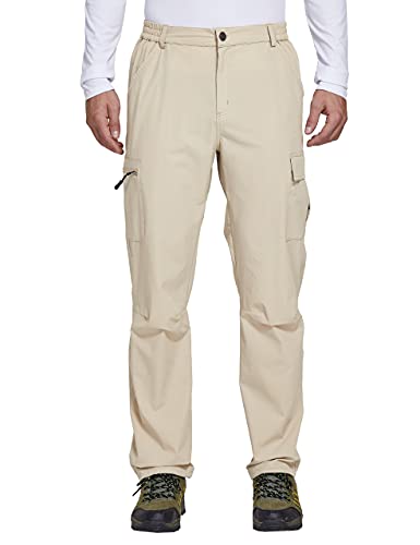 FitsT4 Outdoor Wanderhose Stretch Herren Quick Dry Leichte Sommer Trekkinghose Elastische Funktionshose Lang Atmungsaktiv Wasserabweisend für Männer (Khaki, XL) Cover