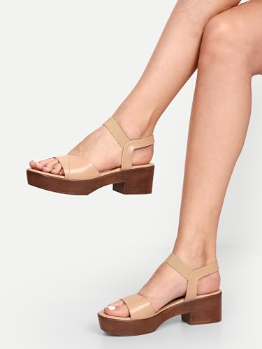 Image of Inc.5 Womens Beige Casual Open Toe Block Heels
