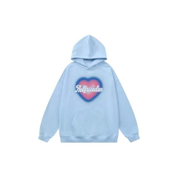 Aelfric Eden Oversized Hoodies for Women Heart Graphic Hoodie Casual Y2K Hooded Sweatshirt