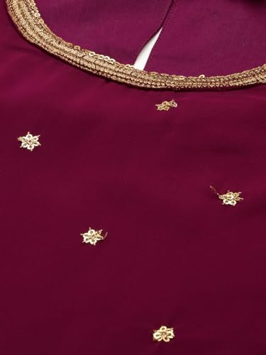 Image of Hritika Women Faux Georgette Sequin Pattern Regular Kurta Set (Purple, Hrkb0070Prple L)