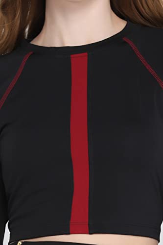 Image of Leriya Fashion Long Sleeve Crop Top Cropped Sweatshirt for Women with Thumb Hole Western Top