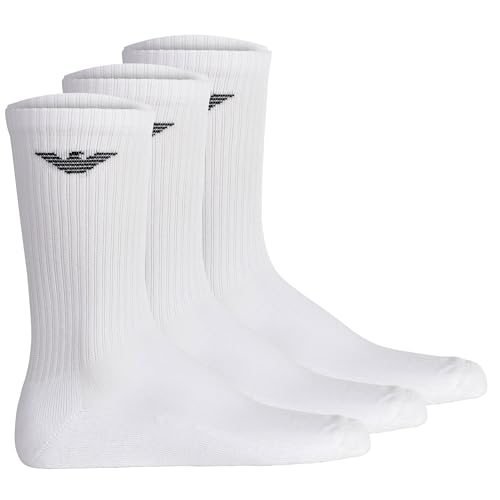 Emporio Armani Man's Casual Cotton Lot de 3 paires de socquettes Blanc Taille unique, Blanc/blanc., Taille unique