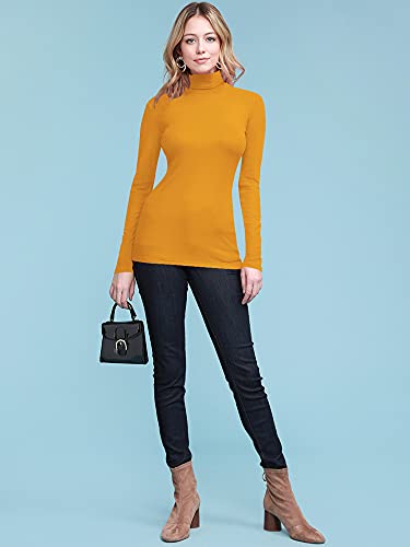 Image of Lock and Love Women's Turtleneck Top Lightweight Long Sleeve Slim Fit Pullover, Soft Rayon Stretch Layering Basic, S-3XL
