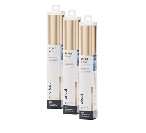 Cricut Smart Permanent Vinyl, Matte Metallic (Champagne) | 3-Pack of 3ft Rolls (13"x36") - Matless Cutting up to 12ft - Compatible with Maker & Explore Machines by Cricut - Used condition - US$12.99