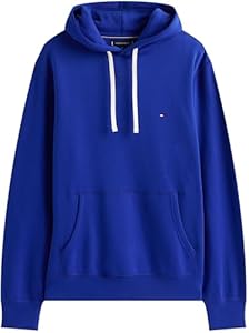 Sweat à Capuche Tommy Hilfiger pour Hommes Seasonal Fleece avec Poche Kangourou, Bleu
