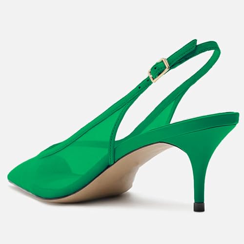 Image of Mesh Kitten Heels for Women Slingback Design with Pointed Toe Breathable and Stylish Elegant Low Heel for Comfort