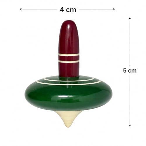 Image of Wooden Spinning Top for Kids, Traditional Handmade Toy, Red and Yellow, Montessori Educational Toy, Birthday Gift for Boys and Girls