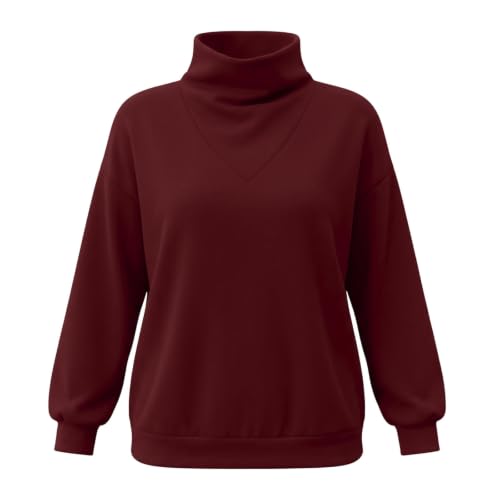 Cethrio Mock Neck Hoodie Mock Neck Sweatshirt Women Oversized Pullover Long Sleeve Fall active Tops Womens Fall Tops 2026 Sudadera Para Mujer Women Capsule Wardrobe Wine - image 6