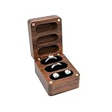 ATGQBCF Joyero Viaje Joyero Pequeño Y Exquisito, Caja De Almacenamiento Para Collar, Tachuelas, Regalo Intercambio, Tres Ranuras, Anillo Boda Nogal Negro Joyeros(Type-A)