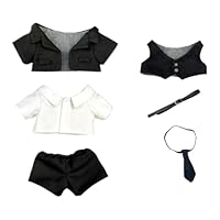 niannyyhouse 20 cm Plüschpuppenkleidung, Mantel, Hemd, Hose, Weste, Gürtel, Krawatte, Anzug, 20,3 cm Puppenverkleidung, Schwarz