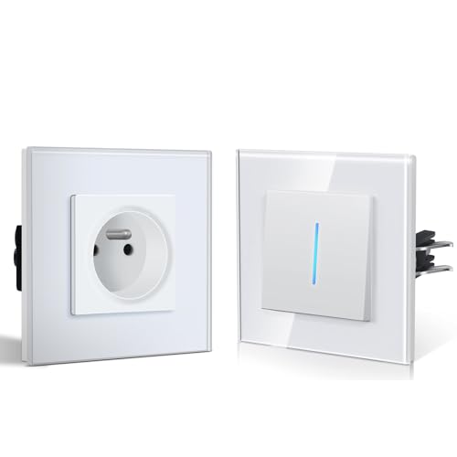 Prise et interrupteur en verre BSEED 1 gang 1 voie 86mm pour intérieur chic