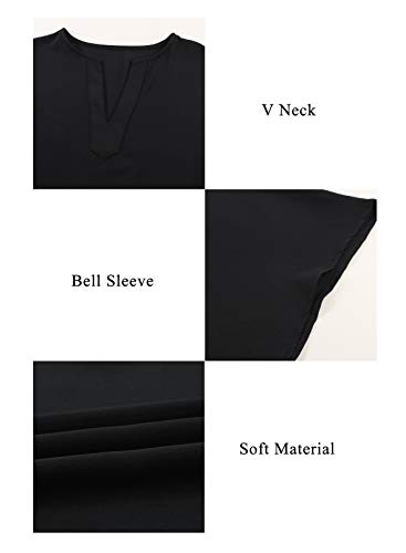Asvivid Womens V Neck Batwing Sleeve Asymmetrical High Low Tunic Tops Summer Casual Blouse Solid Juniors Tops Xl Black #TOP6