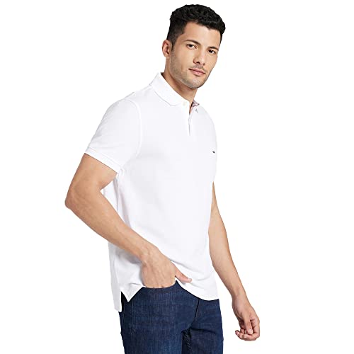 Image of Tommy Hilfiger Solid Regular fit Cotton Polo t-Shirt