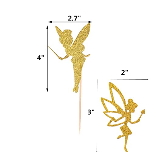 Jevenis 32Pcs Gold Glitter Fairy Cupcake Toppers Angel Cake Topper Ballet Cupcake Topper For Birthday Bridal Shower Baby Shower Wedding Decoration Supplies #TOP5
