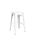 Vaukura Taburete Medio Oliix Mate - Taburete Cocina de Estilo Industrial (Blanco)