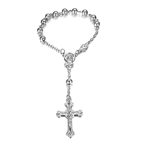BOBIJOO JEWELRY - Mini Rosario coche camión Bracciale María Virgen Cruz colgante todo plata Cover