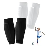 2 Pairs Soccer Shin Guards for Kids Youth Adult,Shin Guards Soccer Calf Compression Sleeve with Honeycomb Pads,Lightweight Shin Protector Support for Baseball MTB Football–Boys Girls Protective Gear