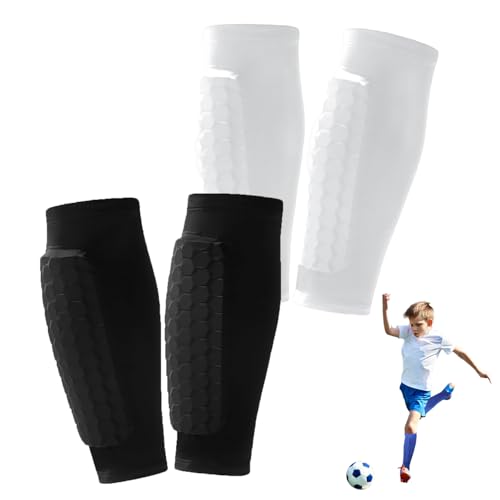 2 Pairs Soccer Shin Guards with Honeycomb Pads