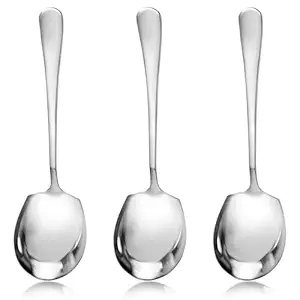 3 Pcs Large Serving Spoons, Stainless Steel Serving Spoon, Spoons Table Spoons, Long Handle Soup Spoons, Large Serving Tablespoons, Serving Spoons Set Kitchen Tool(20.5cm/8inch)