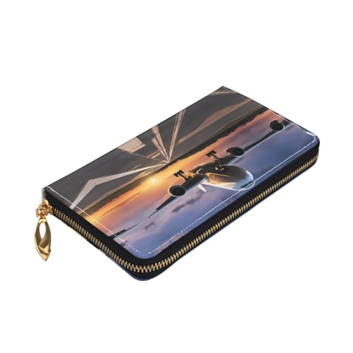 (airport) Print Women's Long Wallet Clutch with Zipper Multiple Card Slots Coin Pocket Elegant Ladies Purse3