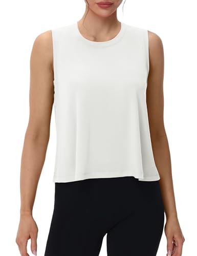 MAGCOMSEN Women's Workout Tank Tops Crop Sleeveless Athletic Moisture Wicking Loose Fit Summer Shirt2