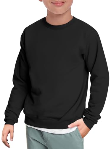 Image of Haloumoning Boys' Sweatshirt Crew Neck Long Sleeve, Black, 11-12Years